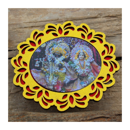 Dřevěná nálepka Krišna a Rádha