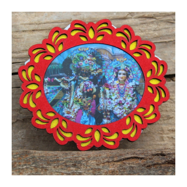 Dřevěná nálepka Krišna a Rádha modré