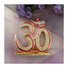 ÓM murti pozlacené 9 cm s červeným okrajem