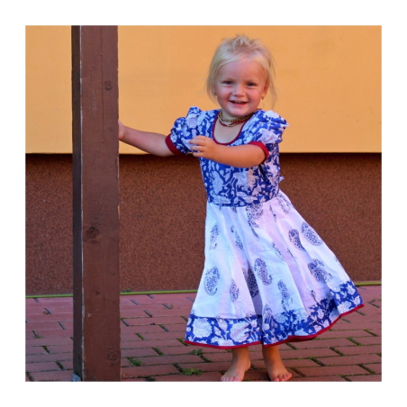 Dívčí anarkali handblock print